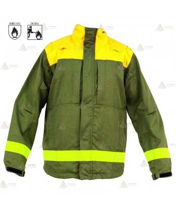 Chaqueta ignífuga con refuerzos para bomberos forestales