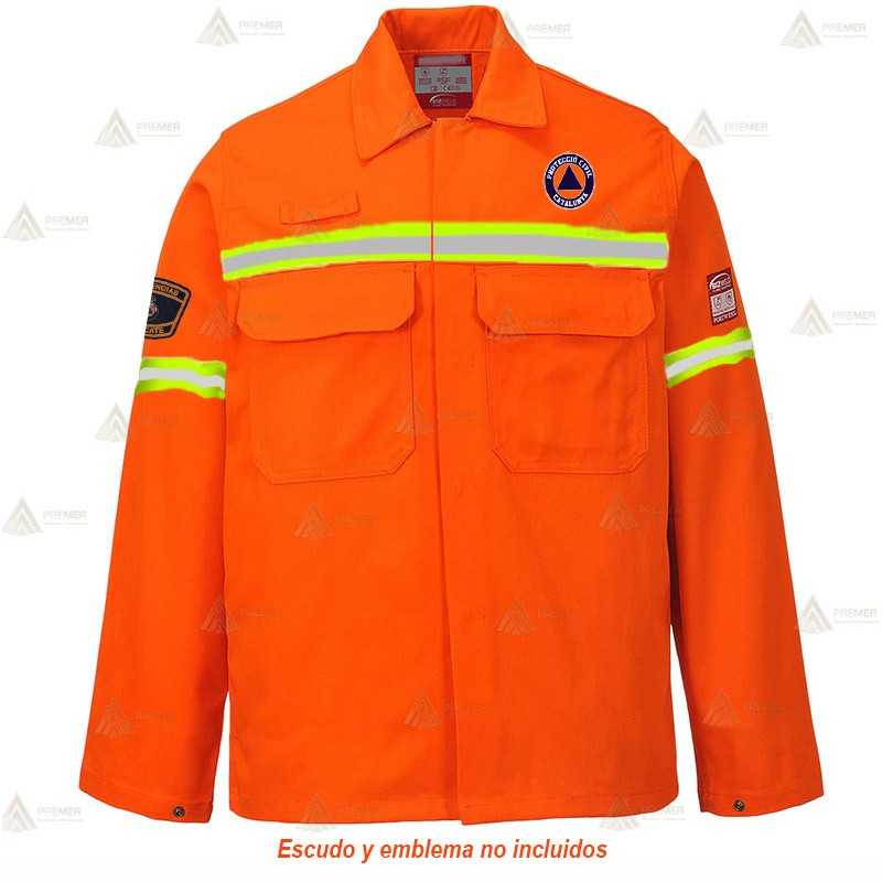 Chaqueta ignífuga ligera con cintas reflectantes para bomberos forestales