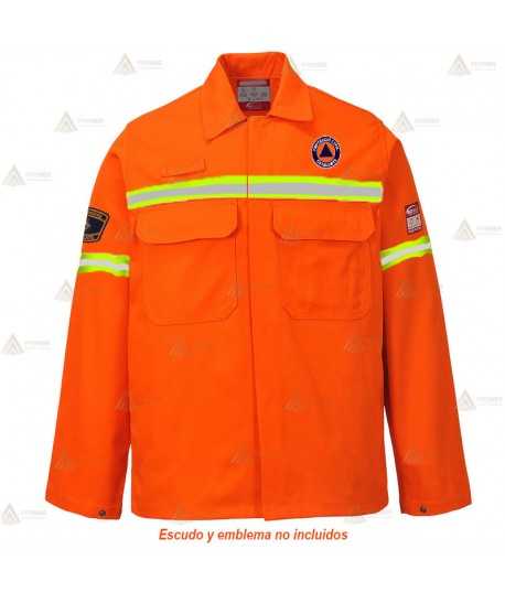 Chaqueta ignífuga ligera con cintas reflectantes para bomberos forestales