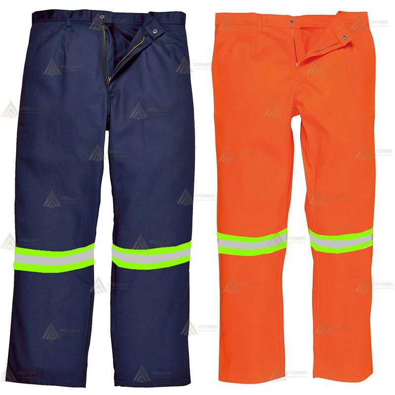Pantalón ignífugo grueso  con cintas reflectantes bicolor 330 gr