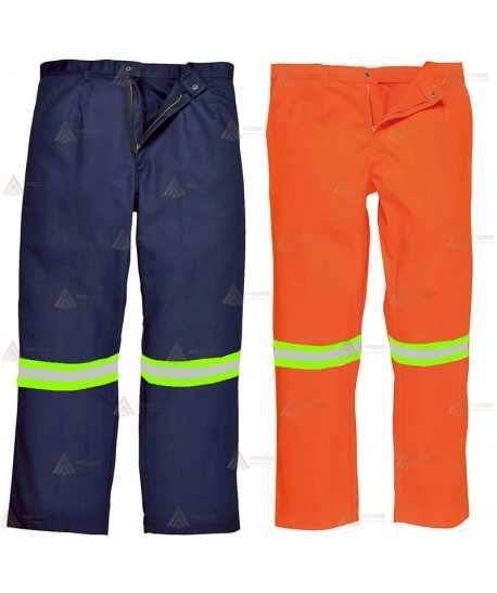 Pantalón ignífugo grueso  con cintas reflectantes bicolor 330 gr
