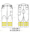 Pantalones ignífugos con refuerzos y cintas reflectantes amarillas para bomberos forestales