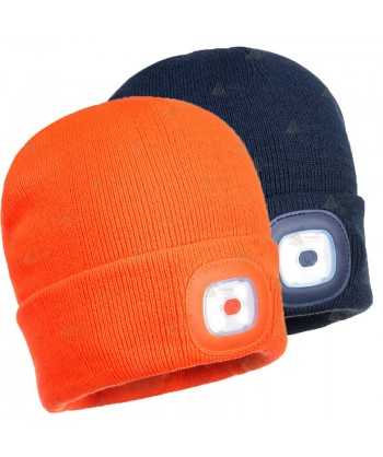 Gorro de punto negro con luz led incorporada