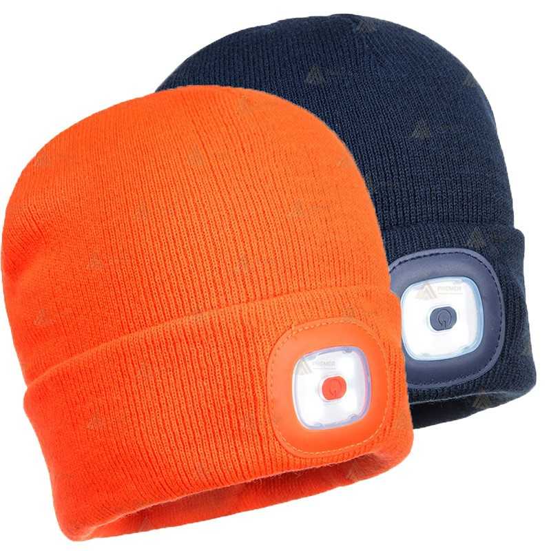 Gorro de punto negro con luz led incorporada