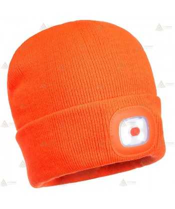 Gorro de punto naranja A.V. con luz led incorporada