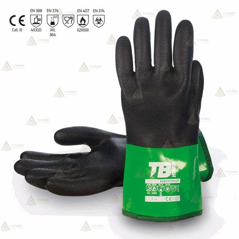 Guante protección química y bacteriológica y anti corte nivel D