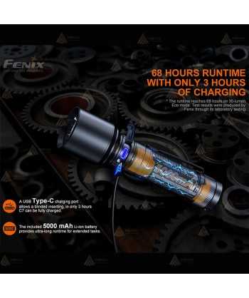 Linterna Fénix C7 recargable de alto rendimiento (3000 lúmenes)