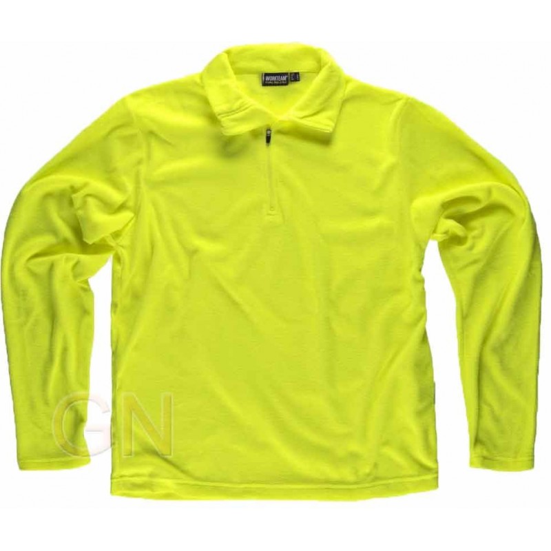 Jersey polar segunda piel con cierre de media cremallera color amarillo A.V.