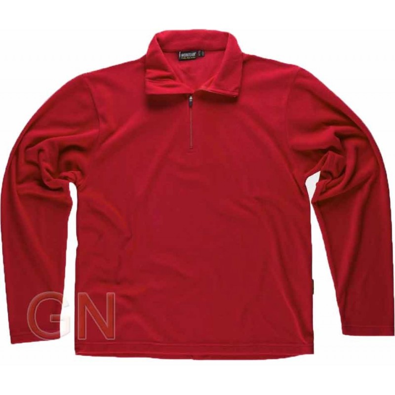 Jersey polar segunda piel con cierre de media cremallera color rojo
