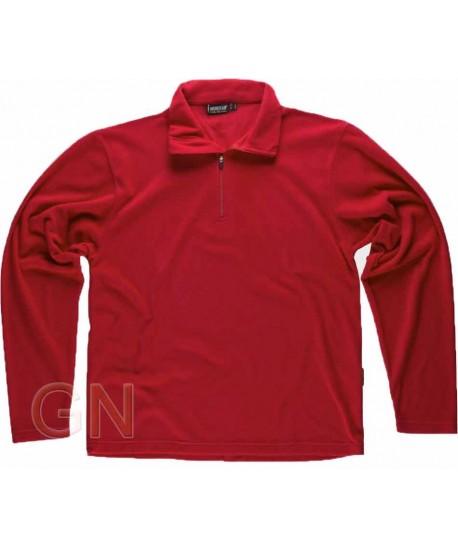 Jersey polar segunda piel con cierre de media cremallera color rojo