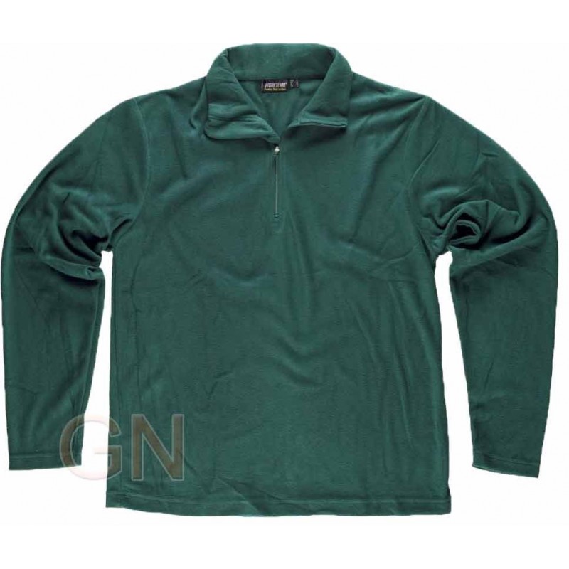 Jersey polar segunda piel con cierre de media cremallera color verde