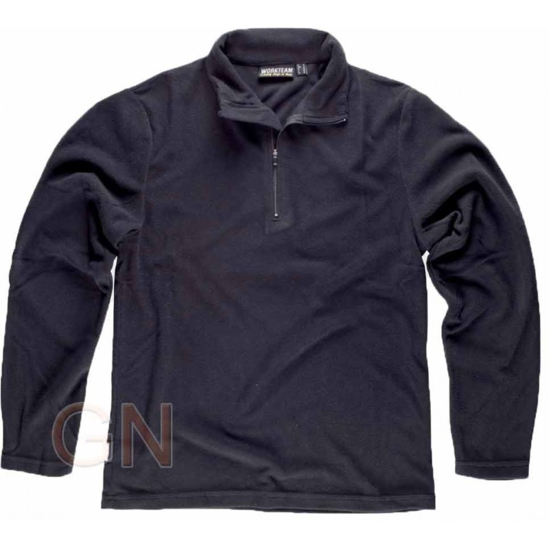 Jersey polar segunda piel con cierre de media cremallera color negro