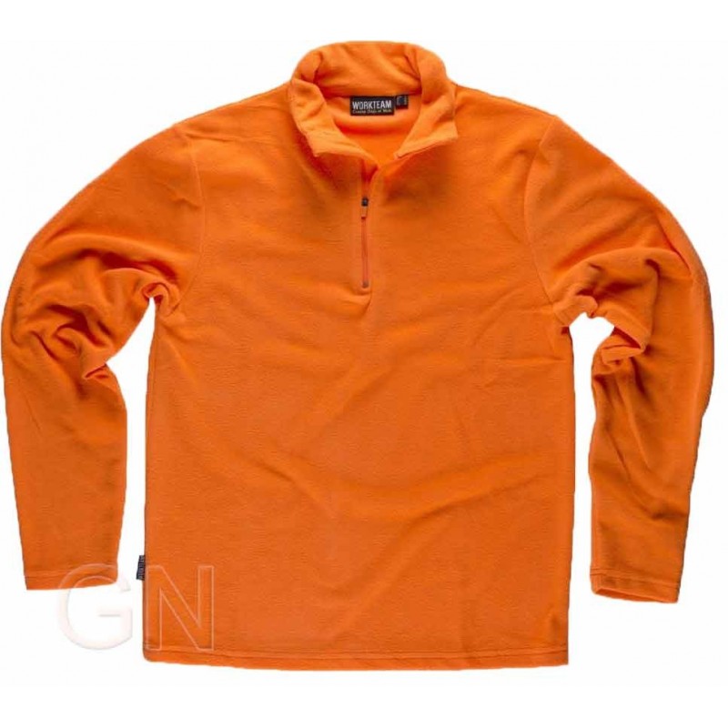 Jersey polar segunda piel con cierre de media cremallera color naranja A.V.