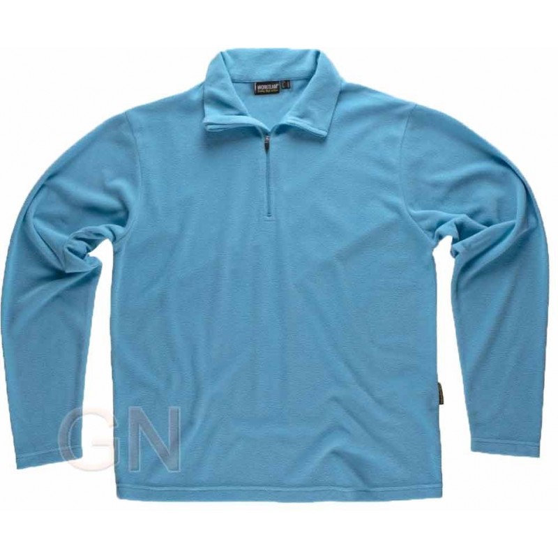 Jersey polar segunda piel con cierre de media cremallera color celeste