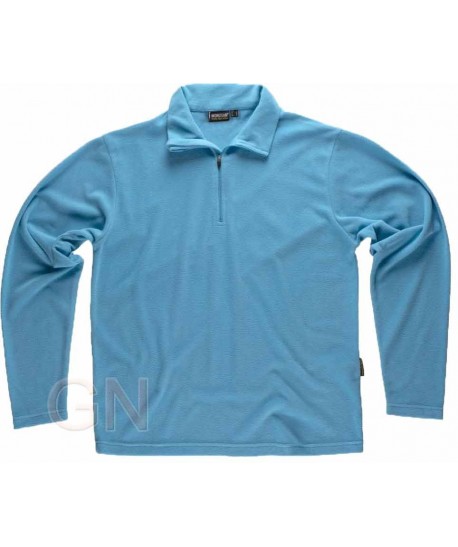 Jersey polar segunda piel con cierre de media cremallera color celeste