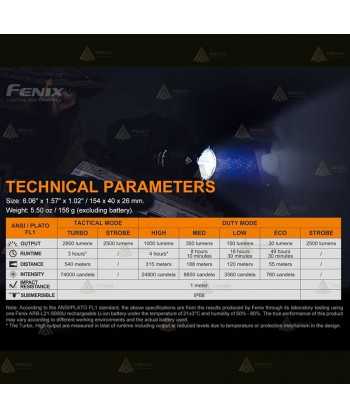 Linterna táctica de Fénix TK22-TAC recargable con USB (2800 lúmenes)