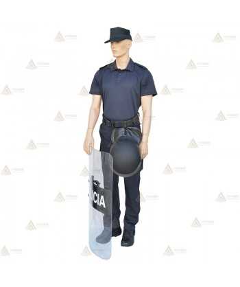 Escudo transparente antidisturbios para policía