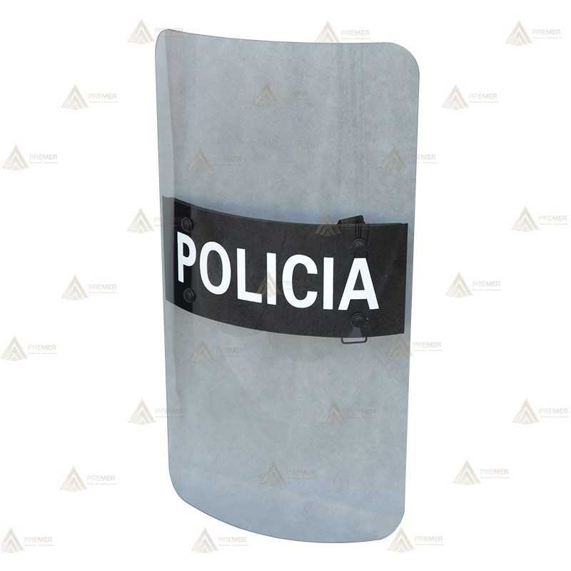 Escudo transparente antidisturbios para policía