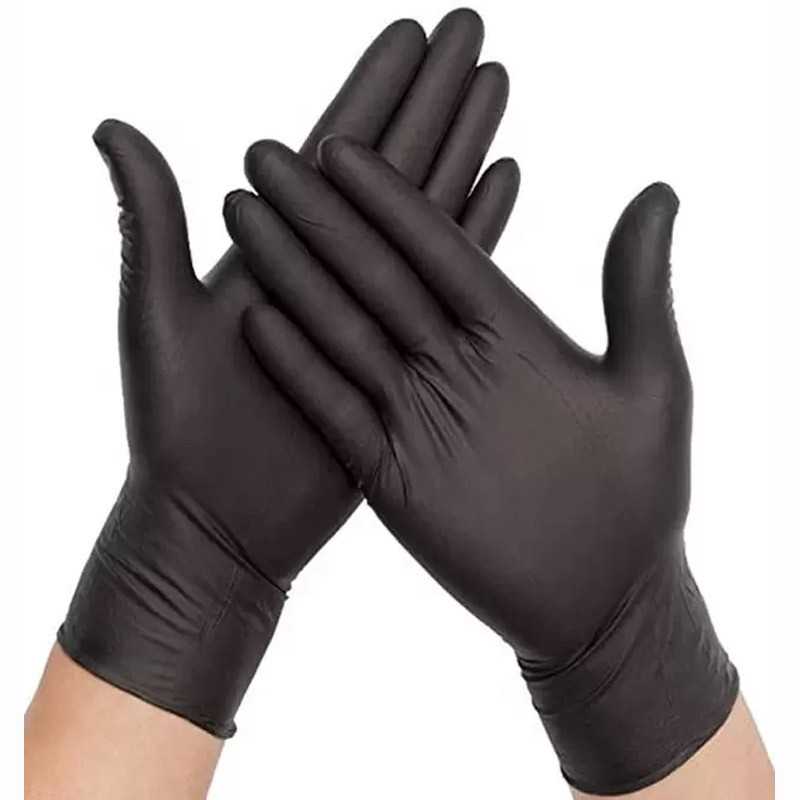 Guantes desechables de nitrilo negro sin polvo