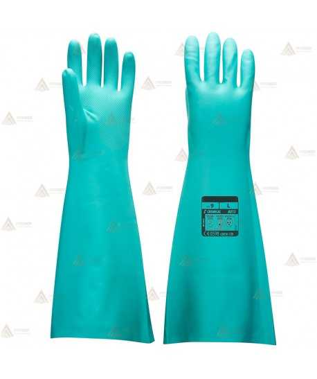 Guantes de nitrilo color verde para productos químicos  -48 cm.-