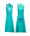 Guantes de nitrilo color verde para productos químicos  -48 cm.-