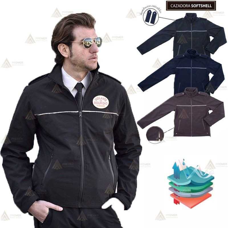 Chaqueta con tejido Softshell de triple capa para personal de seguridad