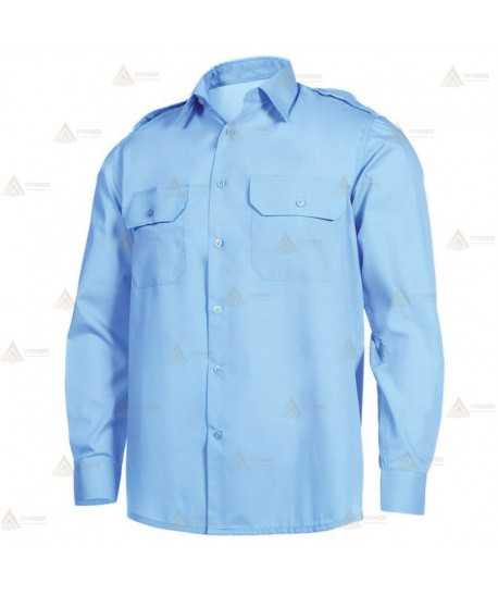 Camisa para uniforme manga larga con galoneras color celeste