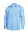 Camisa para uniforme manga larga con galoneras color celeste
