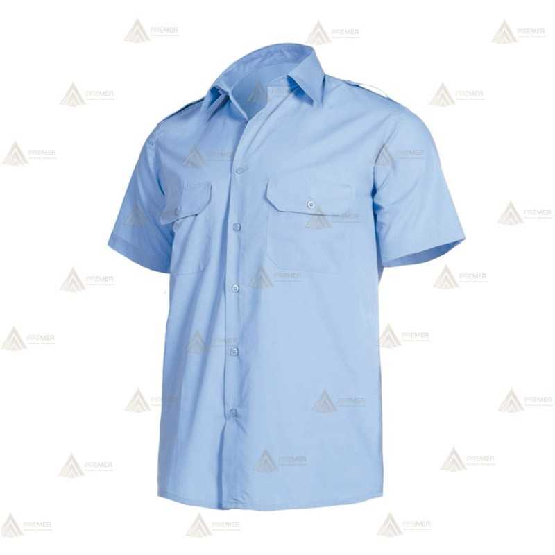 Camisa para uniforme manga corta color celeste