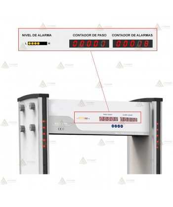 Detector de metales de arco con seis zonas de detección