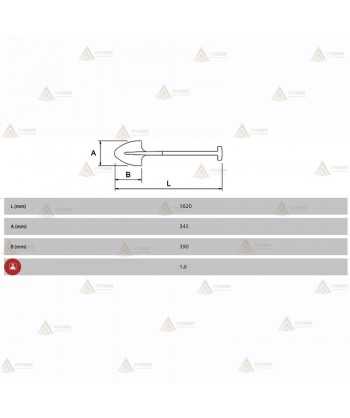 Pala cuadrada de aluminio con mango largo de madera