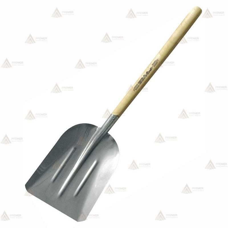 Pala cuadrada de aluminio con mango largo de madera