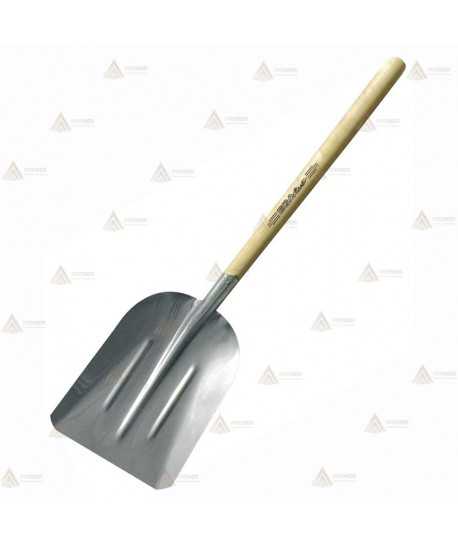 Pala cuadrada de aluminio con mango largo de madera