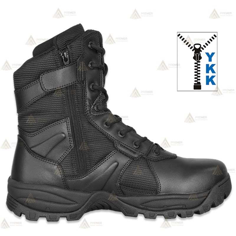 Bota táctica de piel nailon extra resistente con cremallera 8"