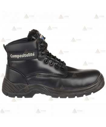 Bota de piel con puntera y plantilla de seguridad no metálicas con forro para policía