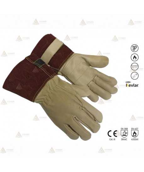 Guantes para bombero de piel flor de vacuno