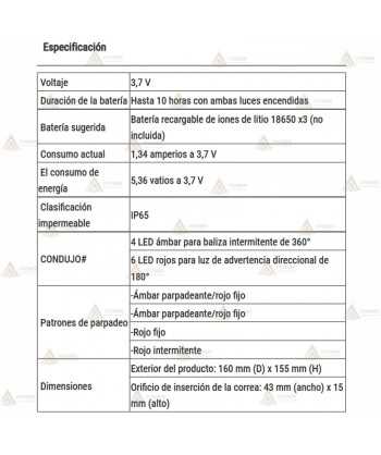 Luz destellante de led con batería para señalización de vehículos lentos o transportes especiales