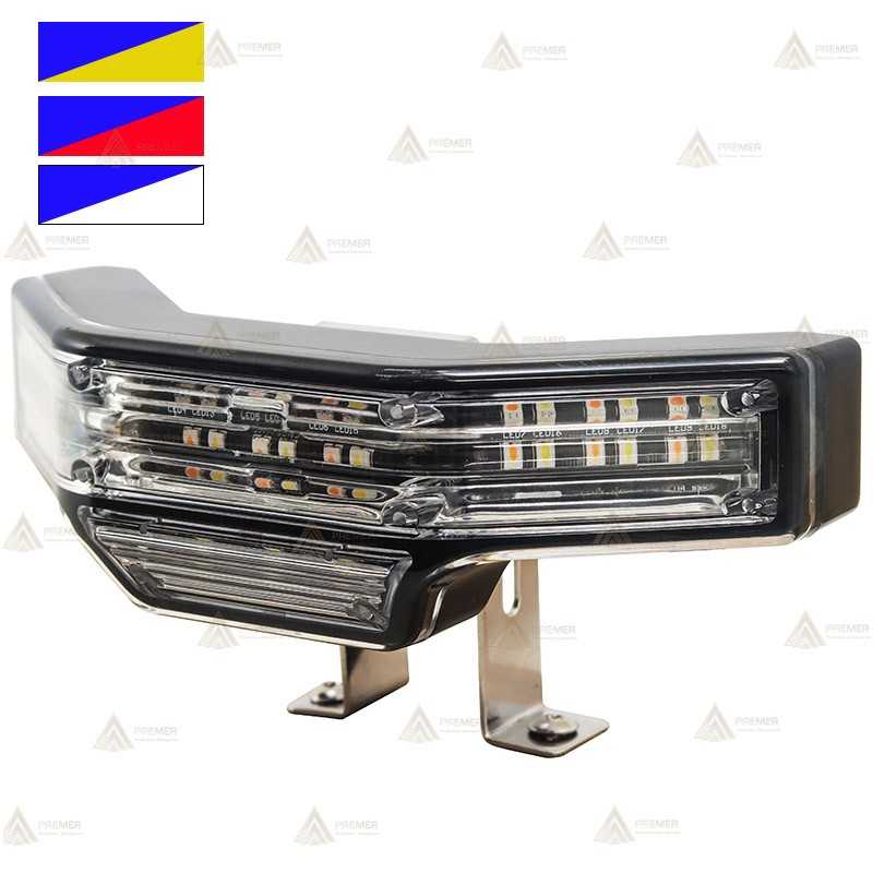 Foco de superficie con 18 leds de colores azul, ámbar, rojo y blanco para emergencias