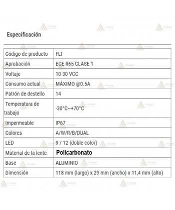 Foco direccional empotrable con 9 leds de color azul/ámbar para emergencias