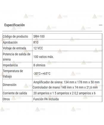 Amplificador de sirena de 100 W con megafonía para vehículos de emergencias
