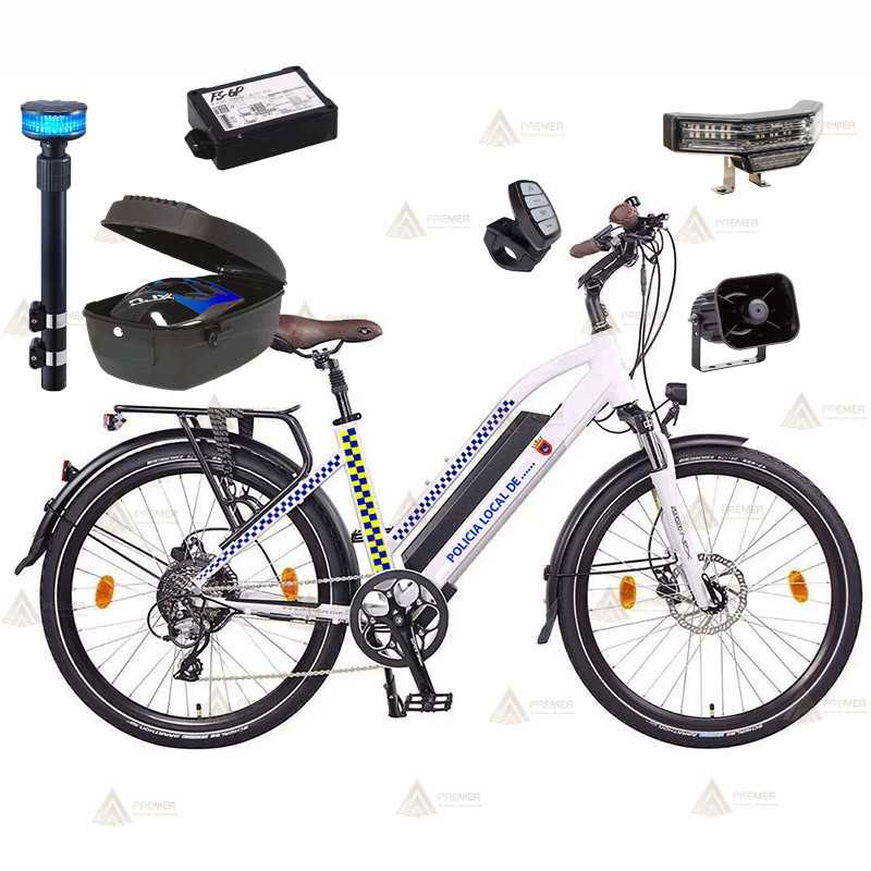 Kit de luces de señalización para bicicleta de policía con mástil telescópico