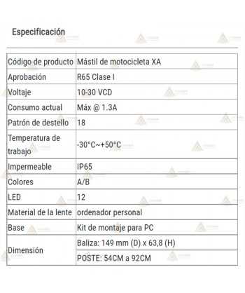 Mástil telescópico con 12 leds para vehículos de emergencias
