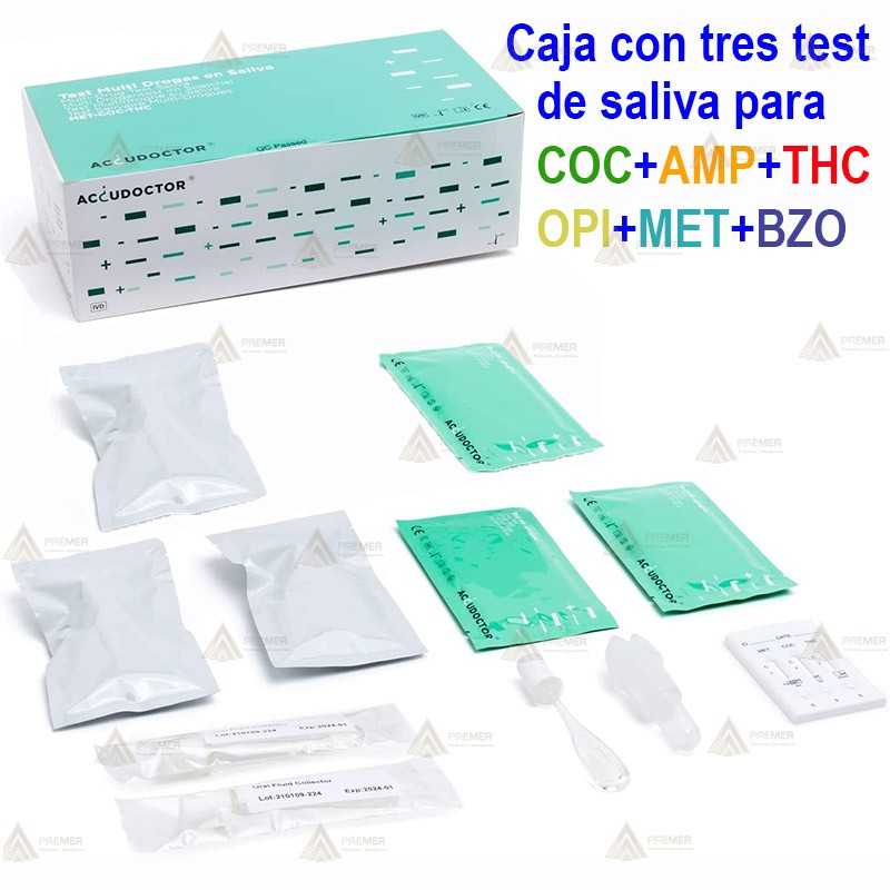 Test de saliva para 6 drogas COC+AMP+MET+AMP+OPI+BZO