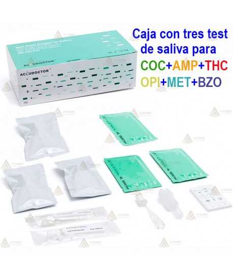 Test de saliva para 6 drogas COC+AMP+MET+AMP+OPI+BZO