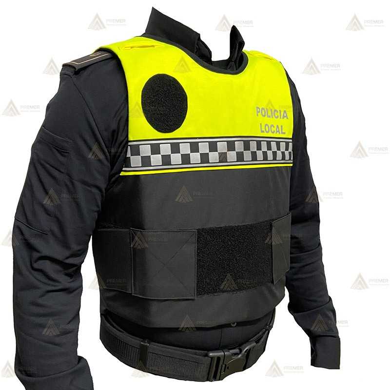 Funda exterior bicolor y damero para chalecos antibala de la Policía Local