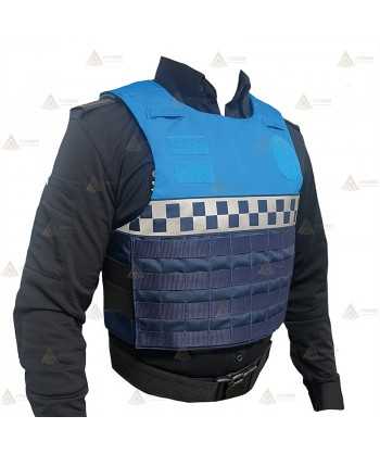 Funda exterior bicolor y damero para chalecos antibala de la Policía Local
