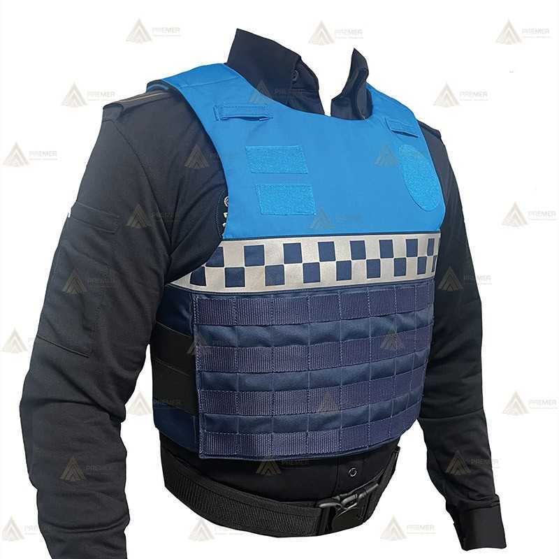 Funda exterior bicolor y damero para chalecos antibala de la Policía Local