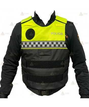 Funda exterior bicolor y damero para chalecos antibala de la Policía Local