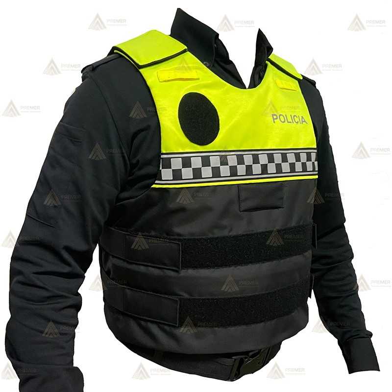 Funda exterior bicolor y damero para chalecos antibala de la Policía Local
