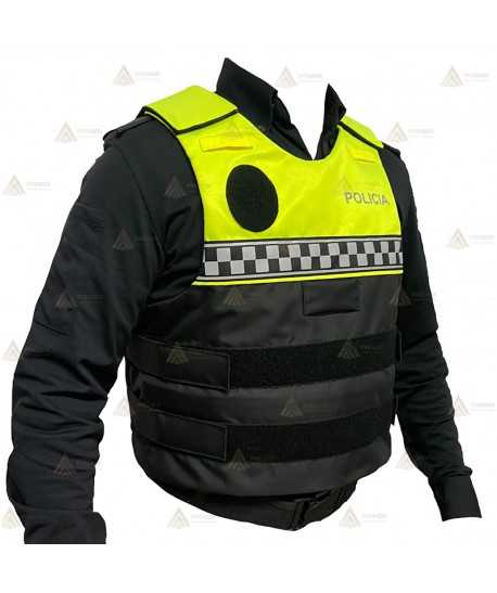 Funda exterior bicolor y damero para chalecos antibala de la Policía Local